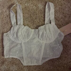 SHEIN White Eyelet Crop Top